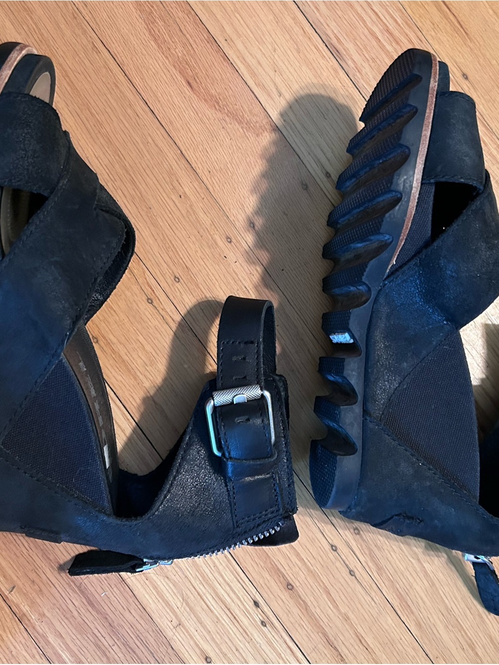 Sorel Black Suede Cross-Band Ankle-Strap Sandals - Picture 2 of 3